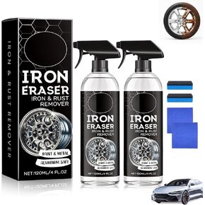2Pack Iron Eraser Rust Remover Spray–Fast Acting Iron Powder Remover for Car Wheels and Paint,Brake Dust & Rust Removal,Professional Automotive Metal Surface Cleaner for Wheel,Tool and Household Item in Saudi Arabia