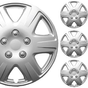 PACRIM 15" Universal Silver Car Wheel Cover/Hubcap Set | Replacement Snap On | Set of 4 | Univeral Fit for 15 Inch Base Stock Rims in Saudi Arabia