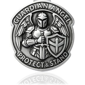 1 Pack Guardian Angel Visor Clip, 3D Armored Angel Car Visor Clip with Shield and Sword, "Protect & Stand" Engraved Metal Auto Interior Accessory, Unique Gift for Drivers, Guardian Angel for Car in Saudi Arabia