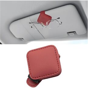 Sunglasses Holder for Car Visor, Magnetic Leather Vehicle Glasses Ticket Card Clip, Automotive Interior Eyeglass Hanger Organizer Accessories, Universal for SUV, Sedan, Truck (Brown) in Kuwait