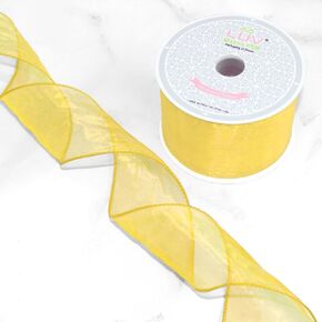 Creative Ideas Wired 2.5" Organza Ribbon, 10 Yards, Canary Yellow in Kuwait