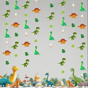 3 Pack Dinosaur Party Decorations Hanging Garlands, 30ft Dinosaur Streamer with Dinosaur Eggs Leaves, Dino Theme Party Supplies for Kids Birthday Baby Shower Jungle Party Décor in Saudi Arabia
