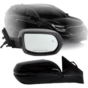 Passenger Side Mirror Compatiable With 2017-2022 Honda CRV With Power Glass Heated Turn Signals Blind Spot Manual Folding 9Pins Gloss Black in Saudi Arabia