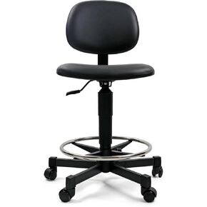 Ergonomic PU Leather Drafting Chair, 21"-31" Adjustable Height, 18" Footring, Padded Sponge Seat, 300 lb Capacity, Comfortable Back Support Task Stool for Lab, Workshop and Home Office in Kuwait