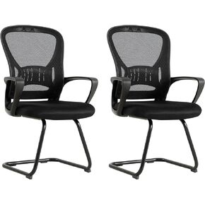Okeysen Waiting Room Guest Chairs Set of 4, Mesh Mid Back Office Reception Chair with Arms, Office Desk Chair with Sled Base No Wheels, for Office Meeting, Conference Room, Waiting Area, Lobby in Saudi Arabia