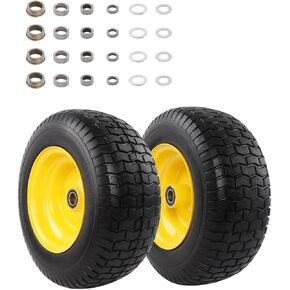 مجموعة إطارات وعجلات مسطحة مقاس 15x6.00-6 من HQPASFY، محمل 3/4 بوصة مع محامل إضافية 1 بوصة و5/8 بوصة، محور مركزي 3 بوصة، يتضمن البطانات والفواصل، قطعتان in Kuwait