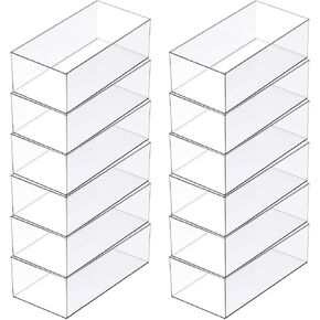 Simply Tidy Clear Stacking Storage Bins – 12" x 6" Slim Plastic Organizer Containers for Craft, Office & Home Use, Stackable Design, 12 Pack in Saudi Arabia