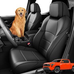 Car Seat Covers for Toyota Tacoma 2024 2025 2026 Double Cab (Gas Only), Full Set All Weather Faux Leather Pickup Truck Accessories, Full Coverage Custom Seat Protectors for Tacoma SR SR5 TRD (Black) in Saudi Arabia