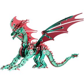 3D Model Kits for Adults,Metal Dragon Puzzle Building Set,Collectible Mechanical Engineering Crafts for Home Office Decoration & Gift（Red-Green） in Kuwait