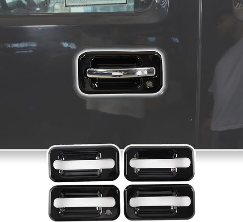 Exterior Door Handle Bowl Cover for Hummer H2 2003-2009 Accessories, Front Rear Door Handle Cup Anti-Scratch Decorate Sticker, Outer Door Pull Handle Bowl Protector Trim Cover Bezel, ABS (Chrome) in Kuwait