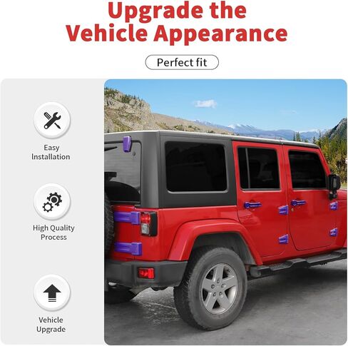 21PCS Full Set Exterior Trim Kit Fit for 2007-2017 Jeep Wrangler JK JKU 2/4 Door, Exterior Door Handle Door Hinge Tailgate Window Engine Hood Rubber Hinge Cover (Purple) in Kuwait