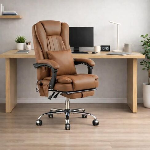 Orbis 4-Point Kneading Heated Massage Office Chair with Foot Rest | 500lbs Big & Tall Ergonomic Executive Desk Chair for Heavy People | Reclining Home Office Computer Chair | Dark Brown in Saudi Arabia