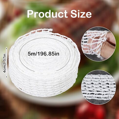 Molain 16.4ft Meat Netting Roll, Beef Meat Netting Roll Size 16 Elastic Butcher Twine Net for Poultry Ham Cooking Roasting Sausage Making in Saudi Arabia