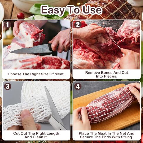 Molain 16.4ft Meat Netting Roll, Beef Meat Netting Roll Size 16 Elastic Butcher Twine Net for Poultry Ham Cooking Roasting Sausage Making in Saudi Arabia