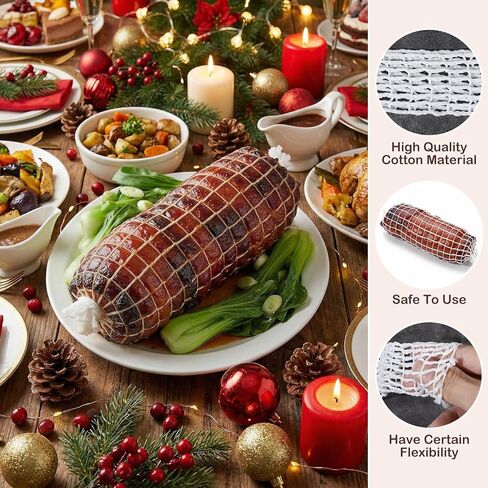 Molain 16.4ft Meat Netting Roll, Beef Meat Netting Roll Size 16 Elastic Butcher Twine Net for Poultry Ham Cooking Roasting Sausage Making in Saudi Arabia