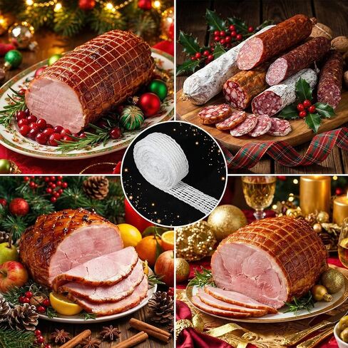 Molain 16.4ft Meat Netting Roll, Beef Meat Netting Roll Size 16 Elastic Butcher Twine Net for Poultry Ham Cooking Roasting Sausage Making in Saudi Arabia