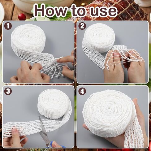 Molain 16.4ft Meat Netting Roll, Beef Meat Netting Roll Size 16 Elastic Butcher Twine Net for Poultry Ham Cooking Roasting Sausage Making in Saudi Arabia