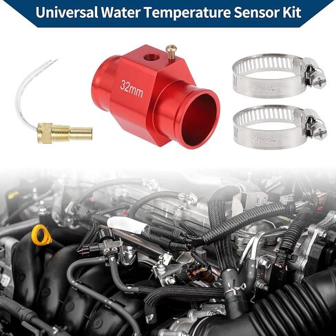 12V/24V Universal Water Temp Sensor Kit, 1/8"NPT 1.26" Red Adapter 210'F on - 195'F Off for Automotive Radiator & Engine Cooling in Kuwait