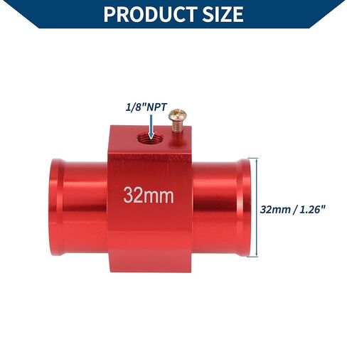 12V/24V Universal Water Temp Sensor Kit, 1/8"NPT 1.26" Red Adapter 210'F on - 195'F Off for Automotive Radiator & Engine Cooling in Kuwait