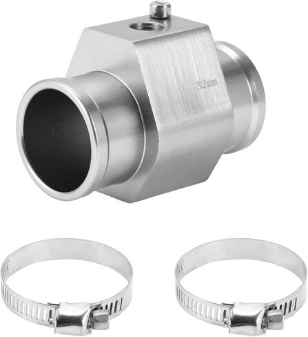 1 Set Car Water Coolant Temperature Sensor Adapter Joint Pipe Radiator Sensor Adaptor 32mm Silver Tone in Kuwait