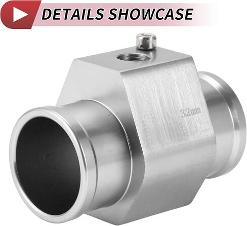 1 Set Car Water Coolant Temperature Sensor Adapter Joint Pipe Radiator Sensor Adaptor 32mm Silver Tone in Kuwait