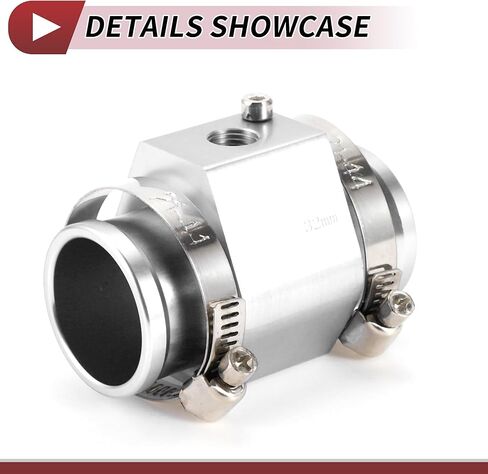 1 Set Car Water Coolant Temperature Sensor Adapter Joint Pipe Radiator Sensor Adaptor 32mm Silver Tone in Kuwait