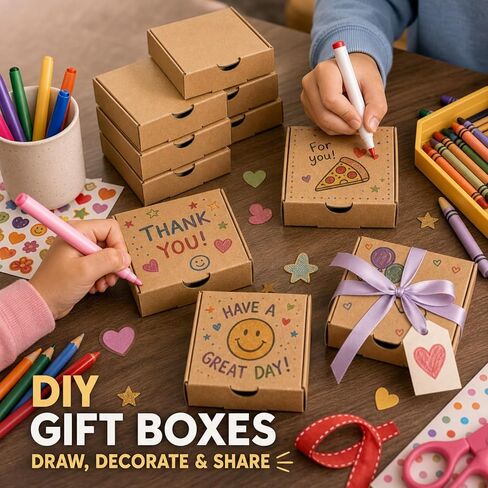 RHBLME 50 PACK Mini Pizza Boxes, 3.5 x 3.5 x 0.8 Inch Small Pizza Boxes Lock Corner Clay Coated Thin Pizza Box, Reusable Pizza Box for Mini Pizza Cookies Cake Party Favors Weddings in Saudi Arabia