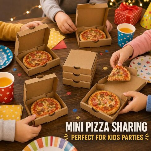 RHBLME 50 PACK Mini Pizza Boxes, 3.5 x 3.5 x 0.8 Inch Small Pizza Boxes Lock Corner Clay Coated Thin Pizza Box, Reusable Pizza Box for Mini Pizza Cookies Cake Party Favors Weddings in Saudi Arabia