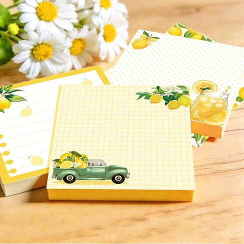 12 Pads Lemon Sticky Notes Set 240 Sheets Yellow Lemon Slice Themed Self Adhesive Memo Pads Fresh Fruit Design Sticky Notepads for Coworkers Gift Office Meeting Note Taking School Classroom, 3x3 Inch in Saudi Arabia