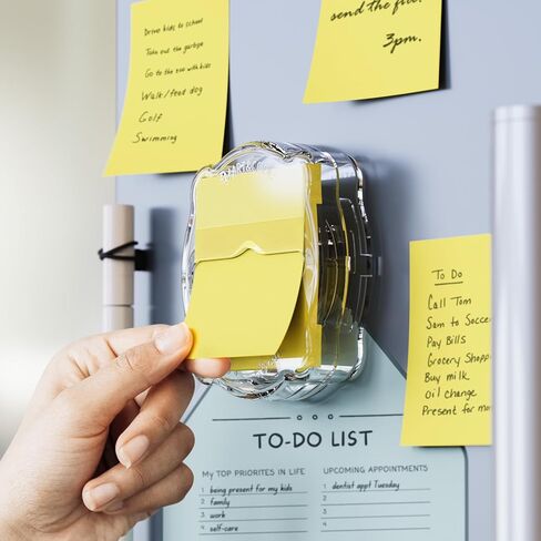 SMART&COOL Magnetic Pop-Up Note Dispenser for 3 x 3 in Accordion-Style Sticky Notes, Sticky Note Holder for Fridges, File Cabnets or Office Supplies, Includes 50 Sheets of Sticky Notes, Clear in Saudi Arabia