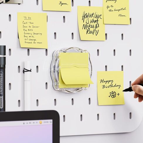 SMART&COOL Magnetic Pop-Up Note Dispenser for 3 x 3 in Accordion-Style Sticky Notes, Sticky Note Holder for Fridges, File Cabnets or Office Supplies, Includes 50 Sheets of Sticky Notes, Clear in Saudi Arabia