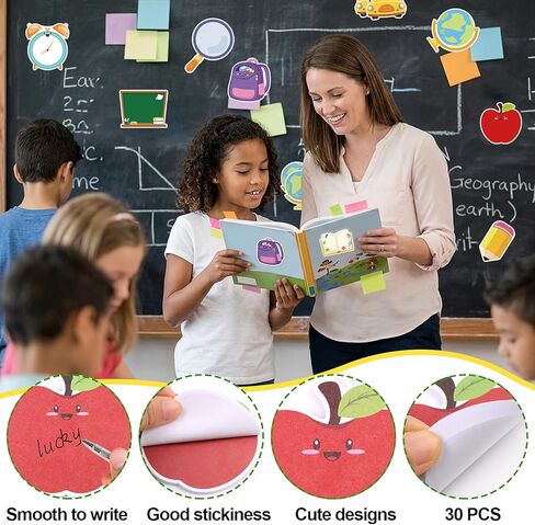 FOIMAS 30pack Back to School Sticky Notes 900 Sheets Apple Pencil Notepads Self-Adhesive Memo Pads for Teacher Students School Classroom Office Reminder Supply in Kuwait
