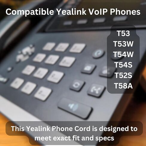 سلك ملفوف حلزوني من Global Teck Worldwide Yealink لجهاز استقبال الهاتف - متوافق مع T54/T53/T52S/T54S/T56A/T58V/T58A، مُحسّن للصوت عبر بروتوكول الإنترنت (VoIP)، بطول 6 أقدام، وقماش من الألياف الدقيقة - رمادي داكن in Kuwait