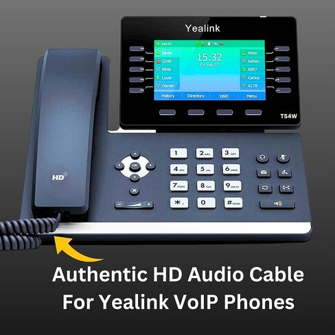 سلك ملفوف حلزوني من Global Teck Worldwide Yealink لجهاز استقبال الهاتف - متوافق مع T54/T53/T52S/T54S/T56A/T58V/T58A، مُحسّن للصوت عبر بروتوكول الإنترنت (VoIP)، بطول 6 أقدام، وقماش من الألياف الدقيقة - رمادي داكن in Kuwait