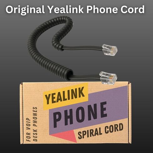 سلك ملفوف حلزوني من Global Teck Worldwide Yealink لجهاز استقبال الهاتف - متوافق مع T54/T53/T52S/T54S/T56A/T58V/T58A، مُحسّن للصوت عبر بروتوكول الإنترنت (VoIP)، بطول 6 أقدام، وقماش من الألياف الدقيقة - رمادي داكن in Kuwait