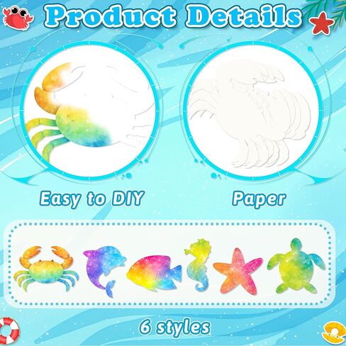 Eternity sky 150Pcs Ocean Animals Paper Art Crafts - Color Diffusing Watercolor for Summer Classroom Decoration in Saudi Arabia