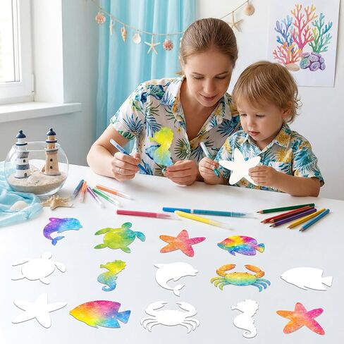 Eternity sky 150Pcs Ocean Animals Paper Art Crafts - Color Diffusing Watercolor for Summer Classroom Decoration in Saudi Arabia