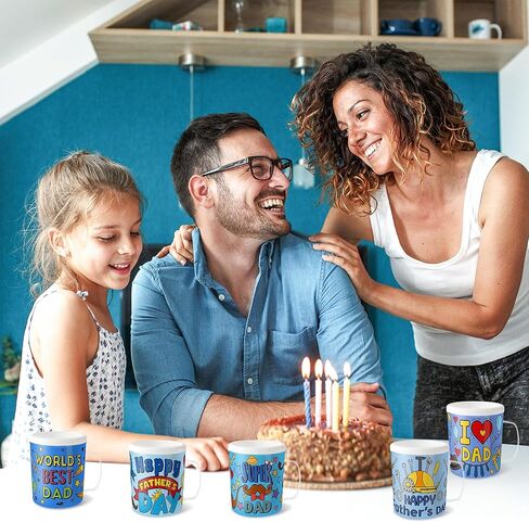 Father's Day Color Your Own Mugs for Kids - 12Pcs World Best Dad 8oz Personalized Coffee Mugs with 36Pcs Happy Father’s Day Theme Insert Paper DIY Plastic Cups for Holiday Party School Home Activitie in Kuwait