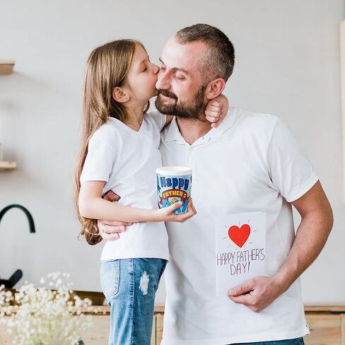 Father's Day Color Your Own Mugs for Kids - 12Pcs World Best Dad 8oz Personalized Coffee Mugs with 36Pcs Happy Father’s Day Theme Insert Paper DIY Plastic Cups for Holiday Party School Home Activitie in Kuwait