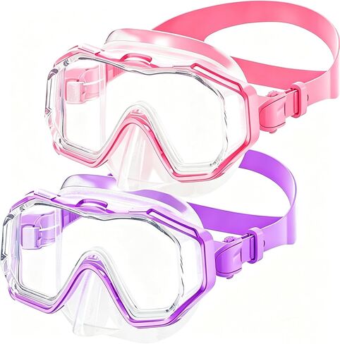 Bairuifu Kids Swim Goggles for Kids 4-16, Anti-Shattered Lens / Anti-Fog / 180° Panoramic View / Kids Swimming Goggles with Nose Cover in Kuwait