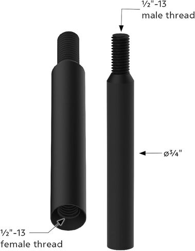 United Pacific 21800 Manual Transmission Shift Shaft, 6 in., Matte Black, 3/4" Thick, 1/2"-13 Male and Female Threads in Kuwait