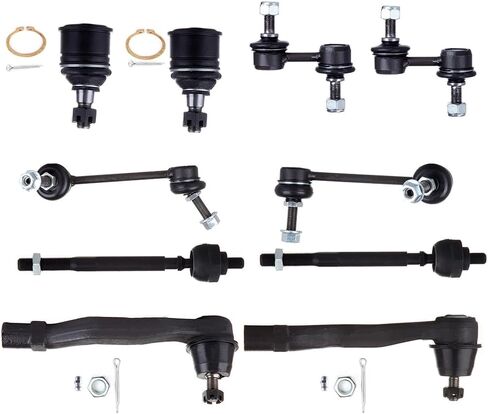 OKJHFD 10pc Steering Suspension Ball Joint Tie Rod Sway Bar Kit Set Left Right Front Lower Inner Outer 12 Piece Driver Side in Kuwait