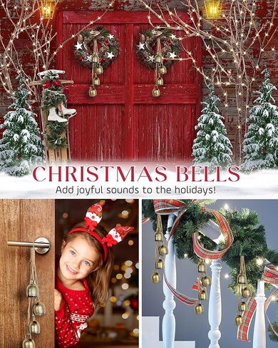 Christmas Bells Decor, Lucky Resonant Gold Bells, Christmas Hanging Bell for Vintage Christmas Decor, Rustic Iron Decorative Bells in Saudi Arabia