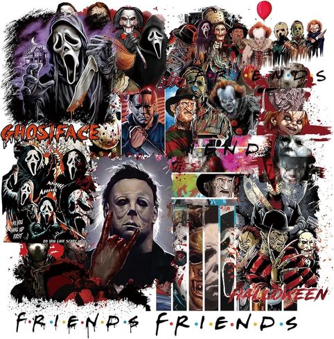 9 Sheets Halloween Iron on Transfers for T-Shirts, Halloween Heat Transfer Viny, Horror Movie Characters Stickers for Clothes, Shirts in Saudi Arabia