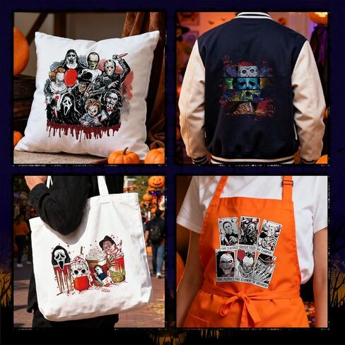 9 Sheets Halloween Iron on Transfers for T-Shirts, Halloween Heat Transfer Viny, Horror Movie Characters Stickers for Clothes, Shirts in Saudi Arabia