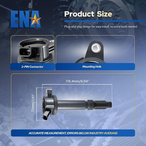 ENA Set of 6 Ignition Coil Pack Compatible with Mercury Ford 2008-2012 Escape, 2006-2012 Fusion, 2009-2011 Mariner 2006-2011 Milan, 2006 Lincoln Zephyr Replacement for DG514 C1594 UF486 3.0L V6 in Kuwait