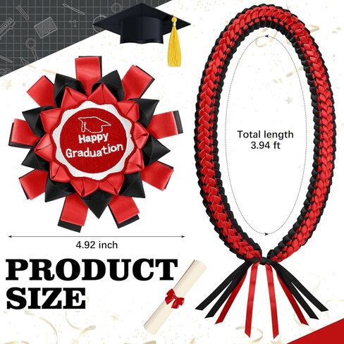 Suncalla 2026 Graduation Money Lei Braided Satin Ribbon for Class of 2026 47.24 Inch DIY Cash Creative Gifts for 2026 Graduates(Red & Black) in Saudi Arabia