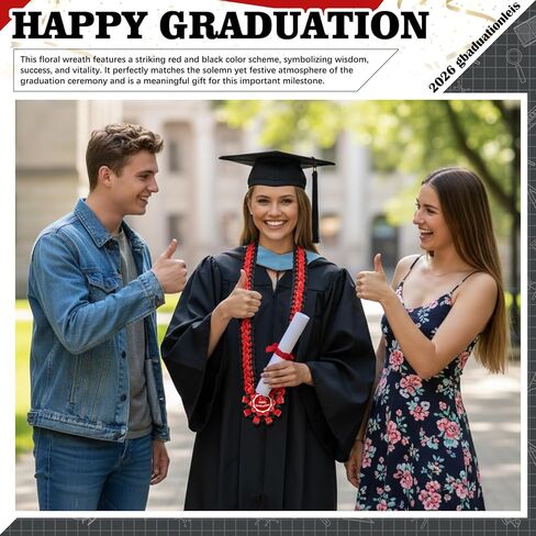 Suncalla 2026 Graduation Money Lei Braided Satin Ribbon for Class of 2026 47.24 Inch DIY Cash Creative Gifts for 2026 Graduates(Red & Black) in Saudi Arabia