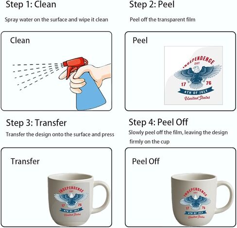 36 Pcs 4th of July Rub-On Transfer Stickers for Crafts, Patriotic Waterproof Vinyl Decals for Cups, Mugs, Jars & Independence Day Decorations in Kuwait