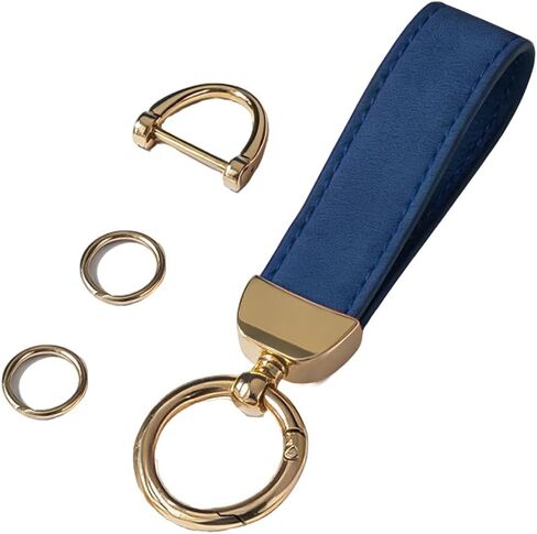 Leather Car Keychain, Anti-Lost D-Ring Keychain and 2 Key Ring, 360 Degree Rotatable Key Fob Keychain for Daily Use in Kuwait